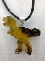 Amber Carved Tyrannosaurus Rex Necklace, 25 Million Years Old