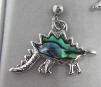 Stegosaurus Earrings Inlaid with Abalone